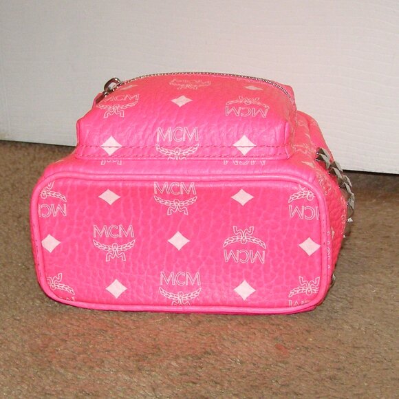 RARE Authentic MCM Neon Pink Mini backpack Crossbody bag - Picture 6 of 16